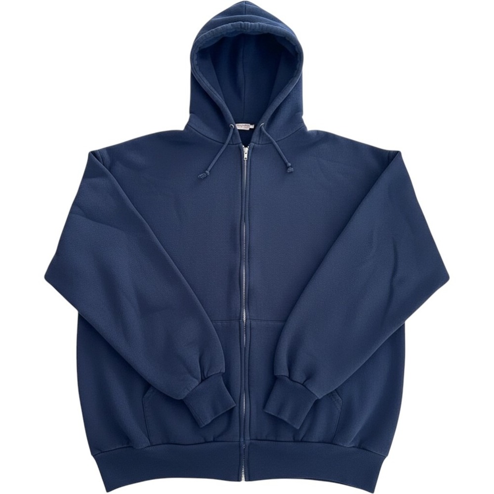 Jerzees Zip Up Hoodie Mens XL Navy Blue NuBlend Solid Relaxed 90s Streetwear
